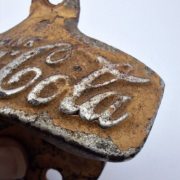 Coca Cola Bottle Opener Metal Vintage Painted Yellow 3 Inch Cast Iron Starr X - Picture 6 of 12